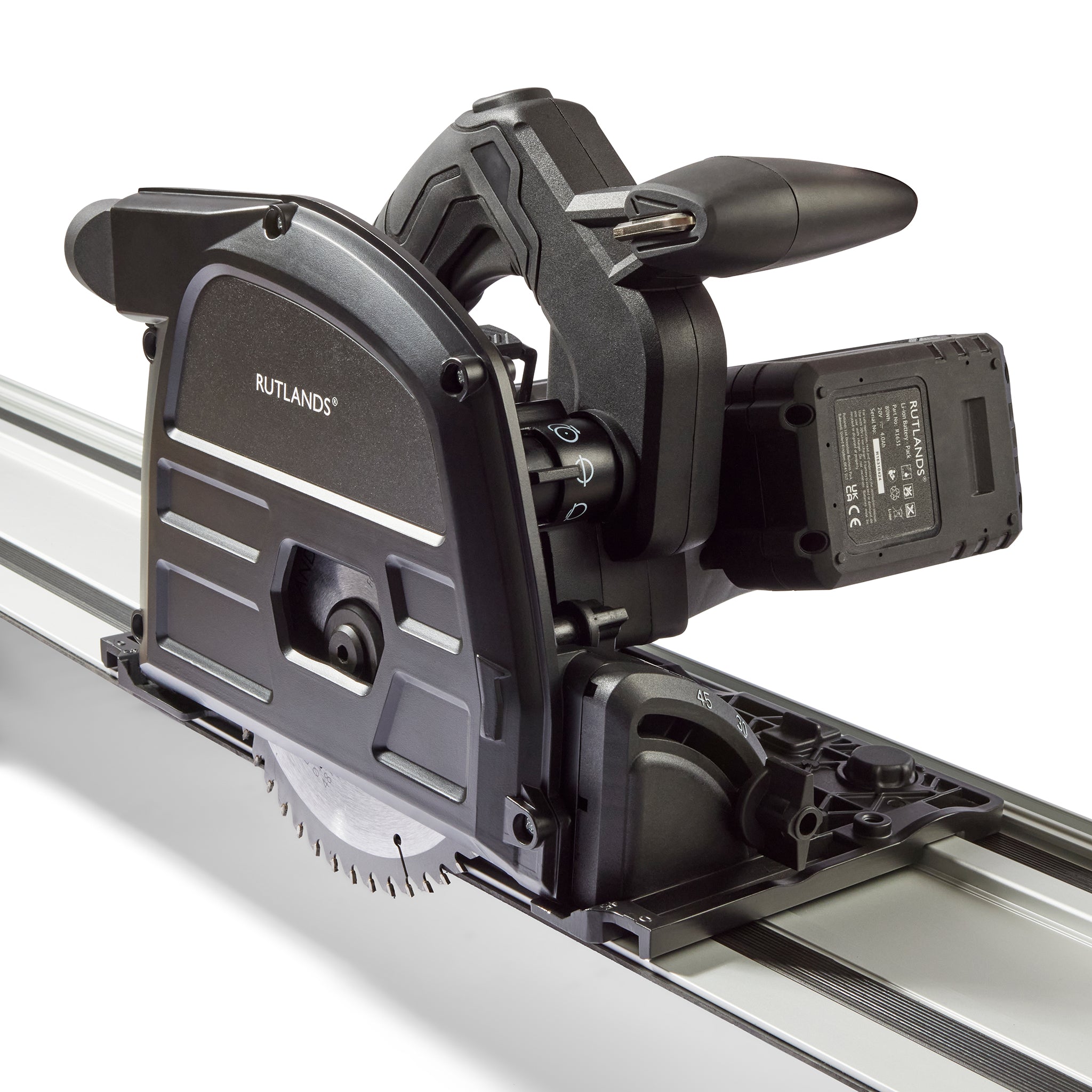 Brushless Cordless Plunge Saw with 1.4m Guide Rail and M Class Dust Extractor