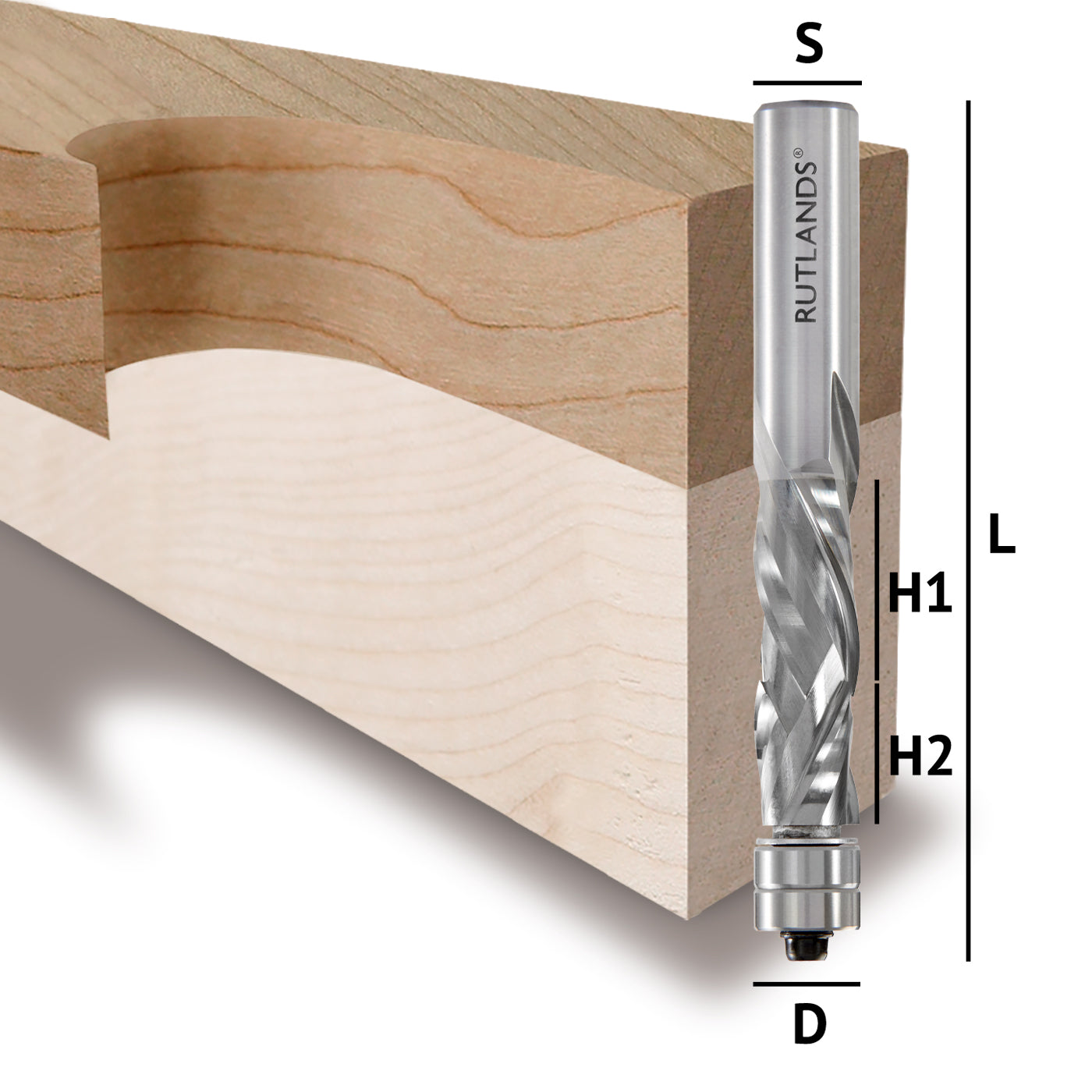 Solid Carbide - Spiral Compression 2 Flute with 2 Bearings