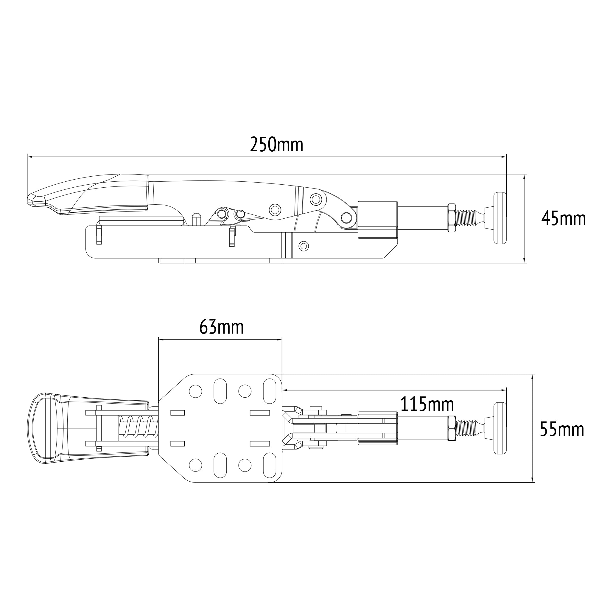 In Line Toggle Clamp - 20mm