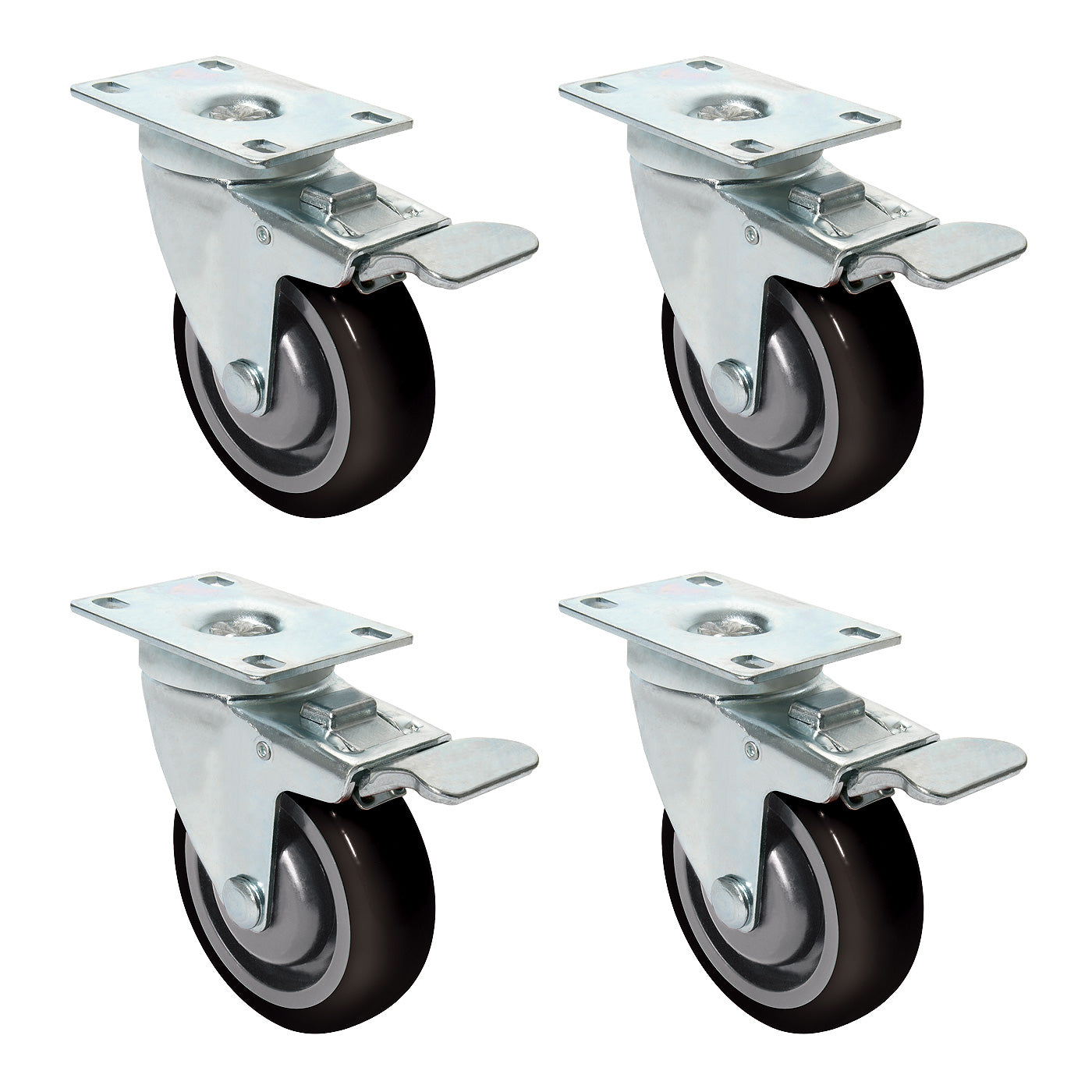 Castors with Brake - 100mm - Pack of 4