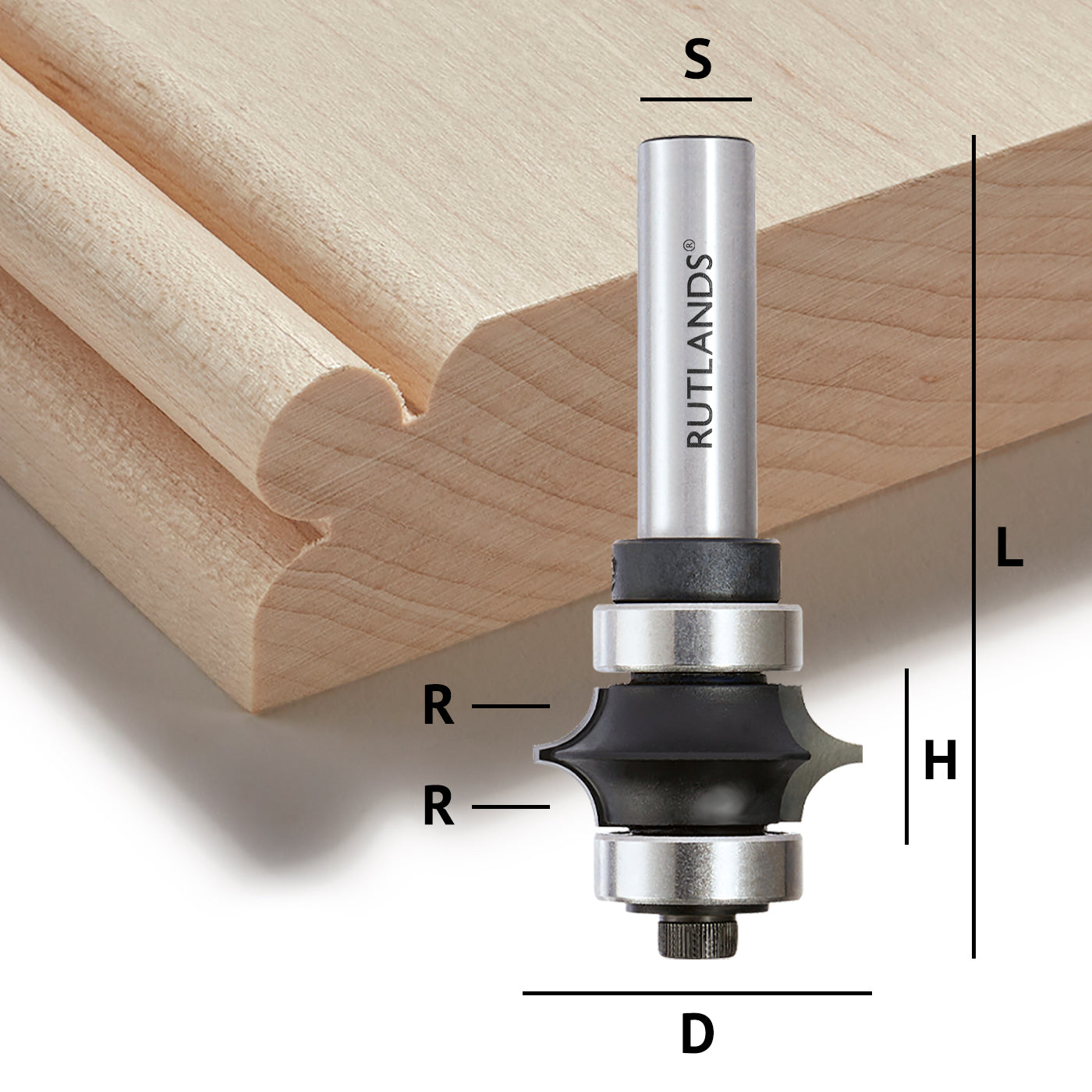 Router Bit - Full Bead - D=34.9mm H=14.6mm R1&2=6.35mm L=78.5mm S=1/2"