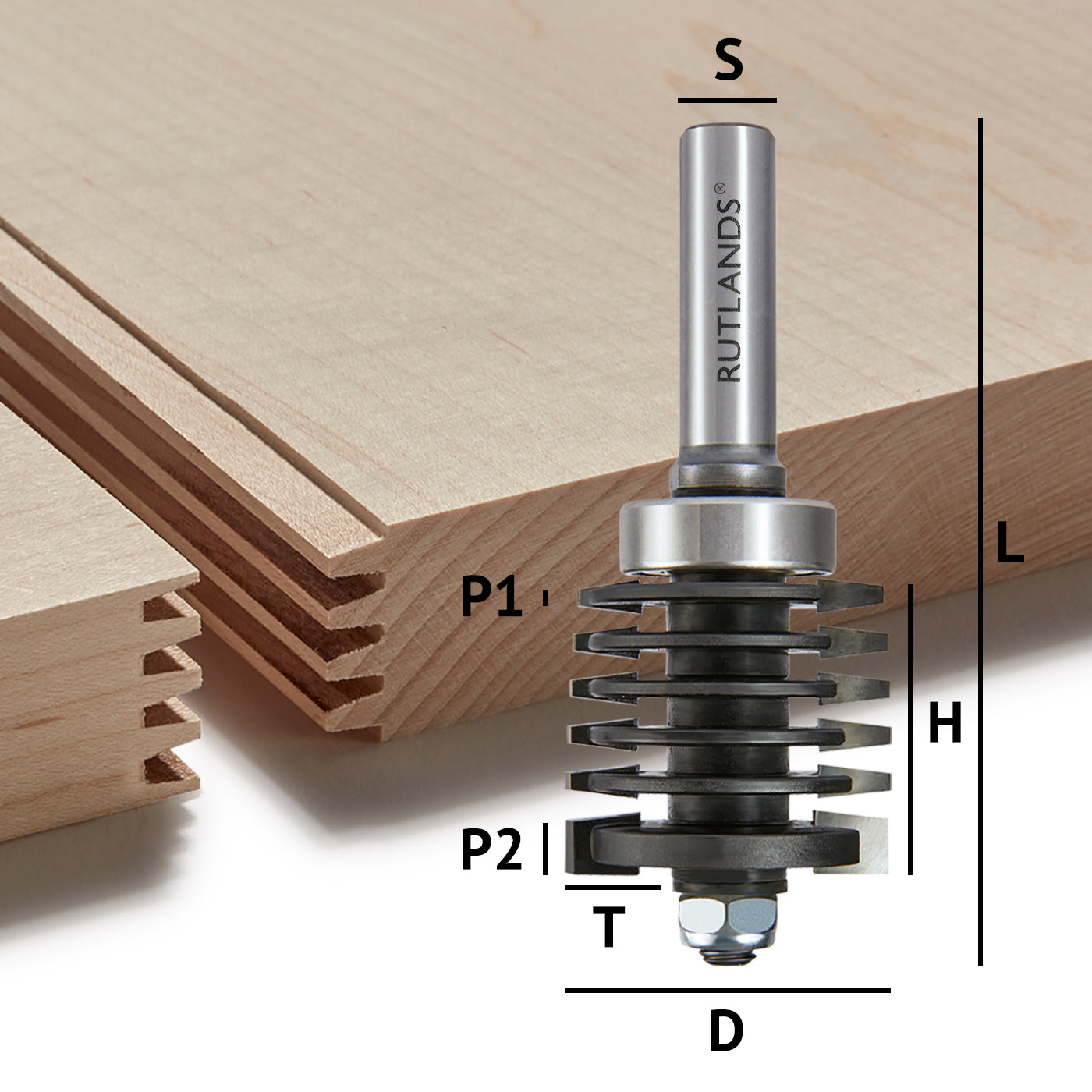 Router Bit - Finger Joint - D=42mm H=38.1mm T=7mm P1=6.7mm P2=2.2mm L=108mm S=1/2"