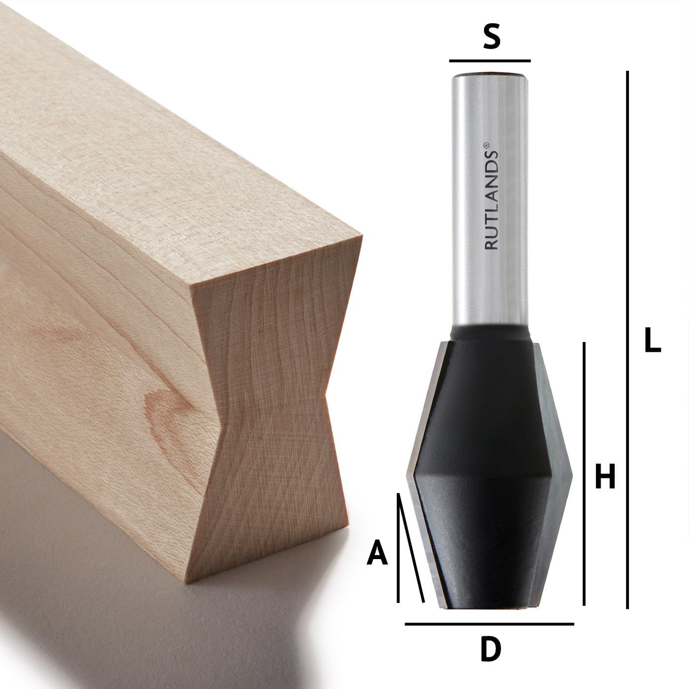 Router Bit - Butterfly Spline - D=28.6mm H=44mm A=14° L=89.5mm S=1/2"