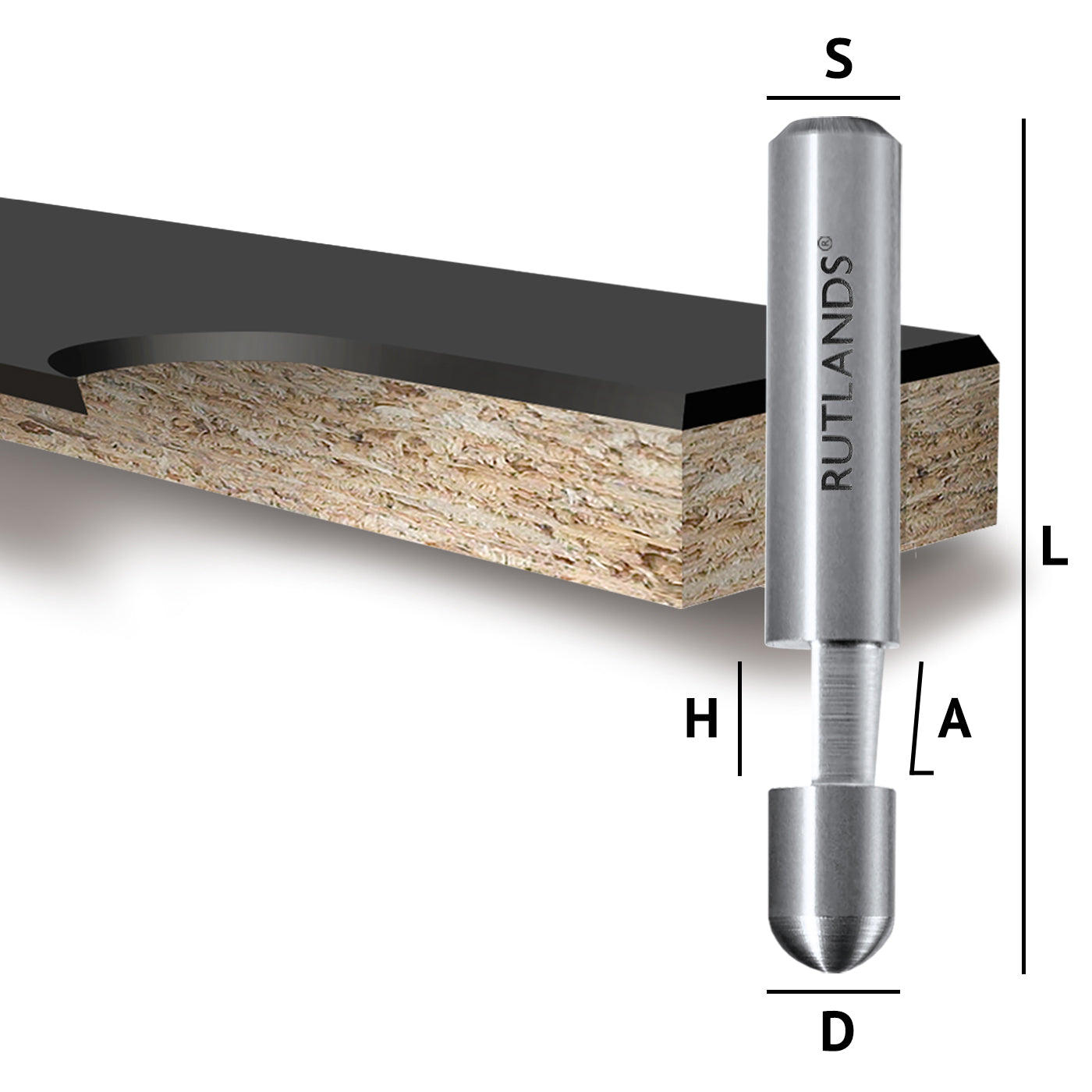 Solid Carbide - Bevel Trim - D=6.3mm H=6.3mm A=83° L=40mm S=1/4"