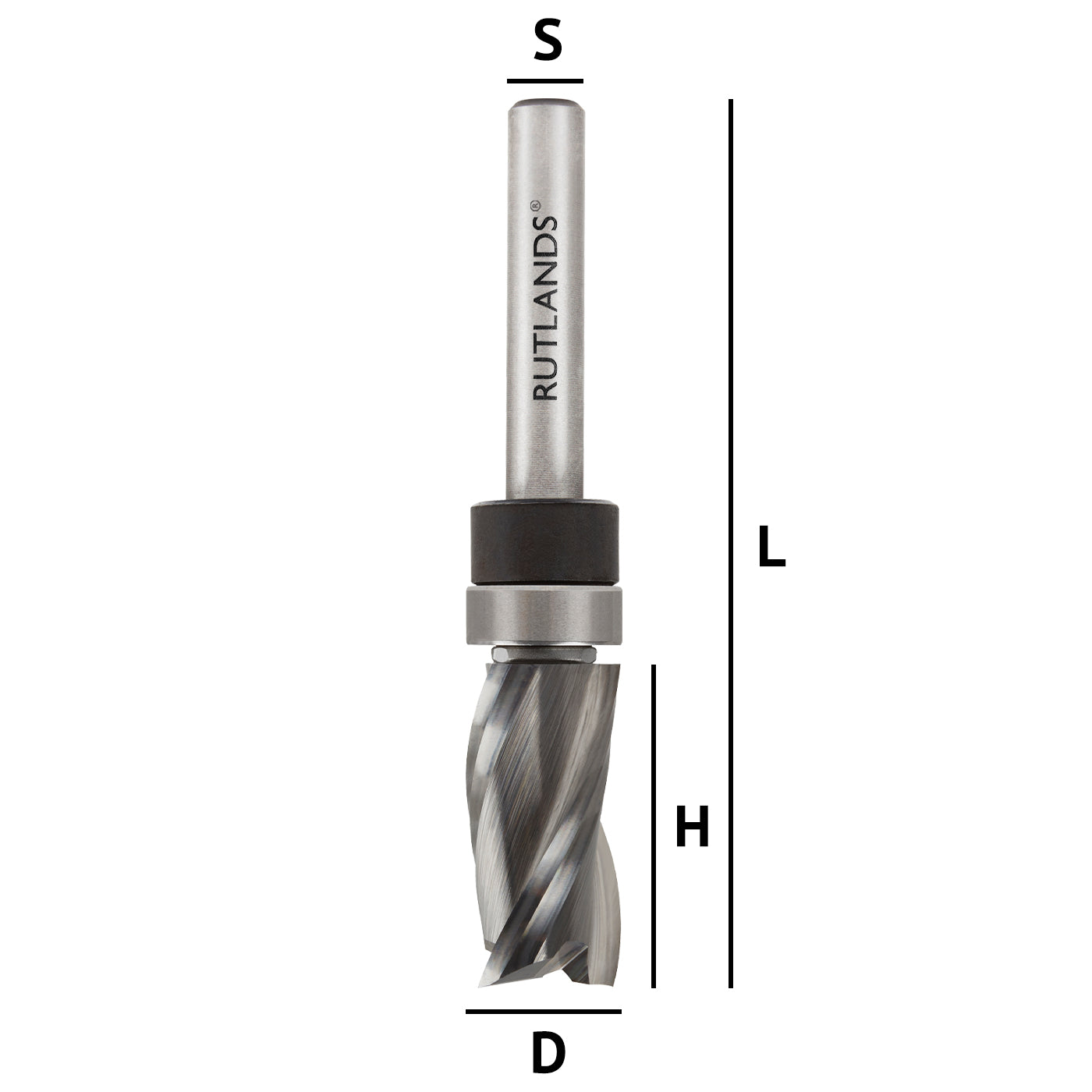 Solid Carbide - Spiral Up Cut 2 Flute with Top Bearing - D=12.7mm H=25mm L=72mm S=1/4"