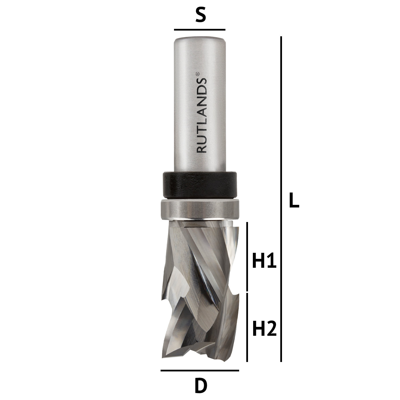 Solid Carbide - Spiral Compression Top Bearing - D=19mm H1=16mm H2=16mm L=92mm S=1/2"