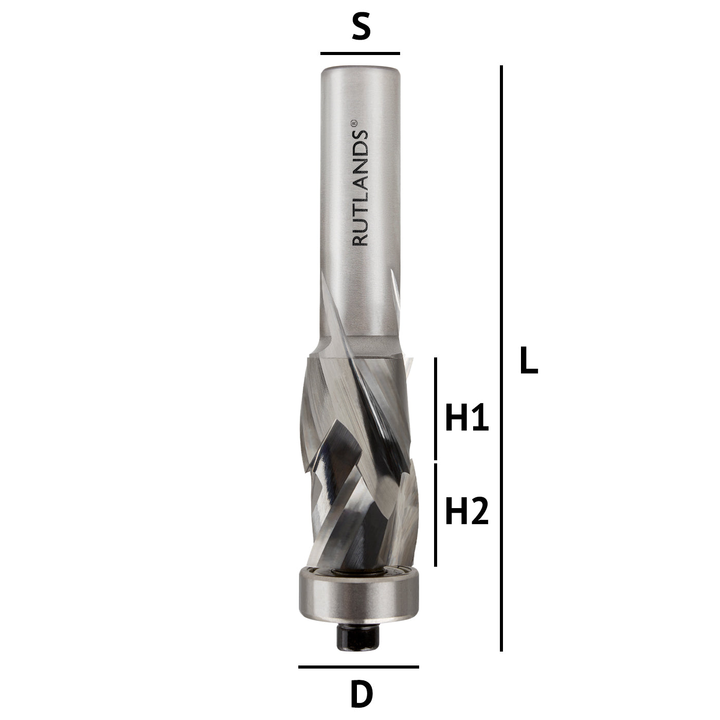 Solid Carbide - Spiral Compression Bottom Bearing - D=19mm H1=16mm H2=16mm L=78mm S=1/2"