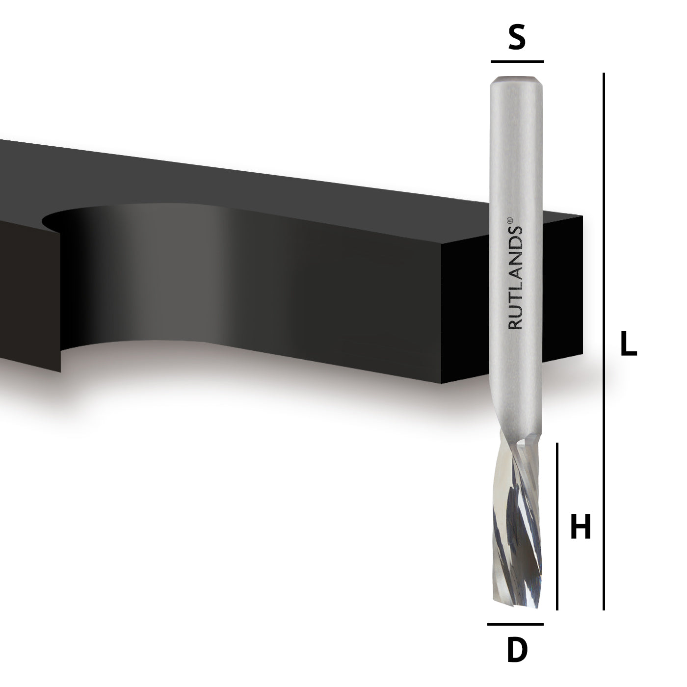 Solid Carbide - Spiral Down Cut O Flute - D=6.35mm H=19mm L=63.5mm S=1/4"