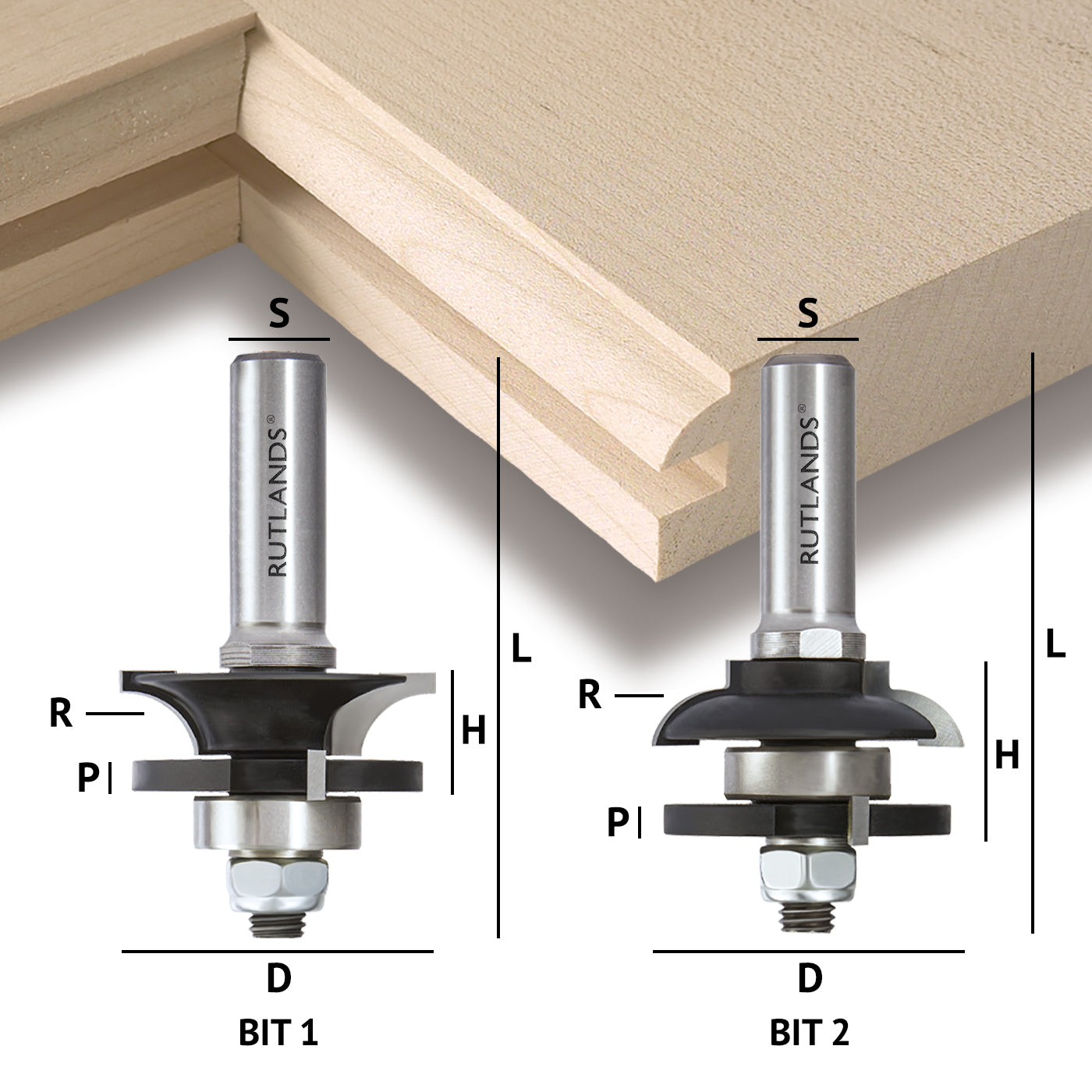 Router Bit Set - Raised Panel Door and Drawer Set with Backcutter - Roundover 