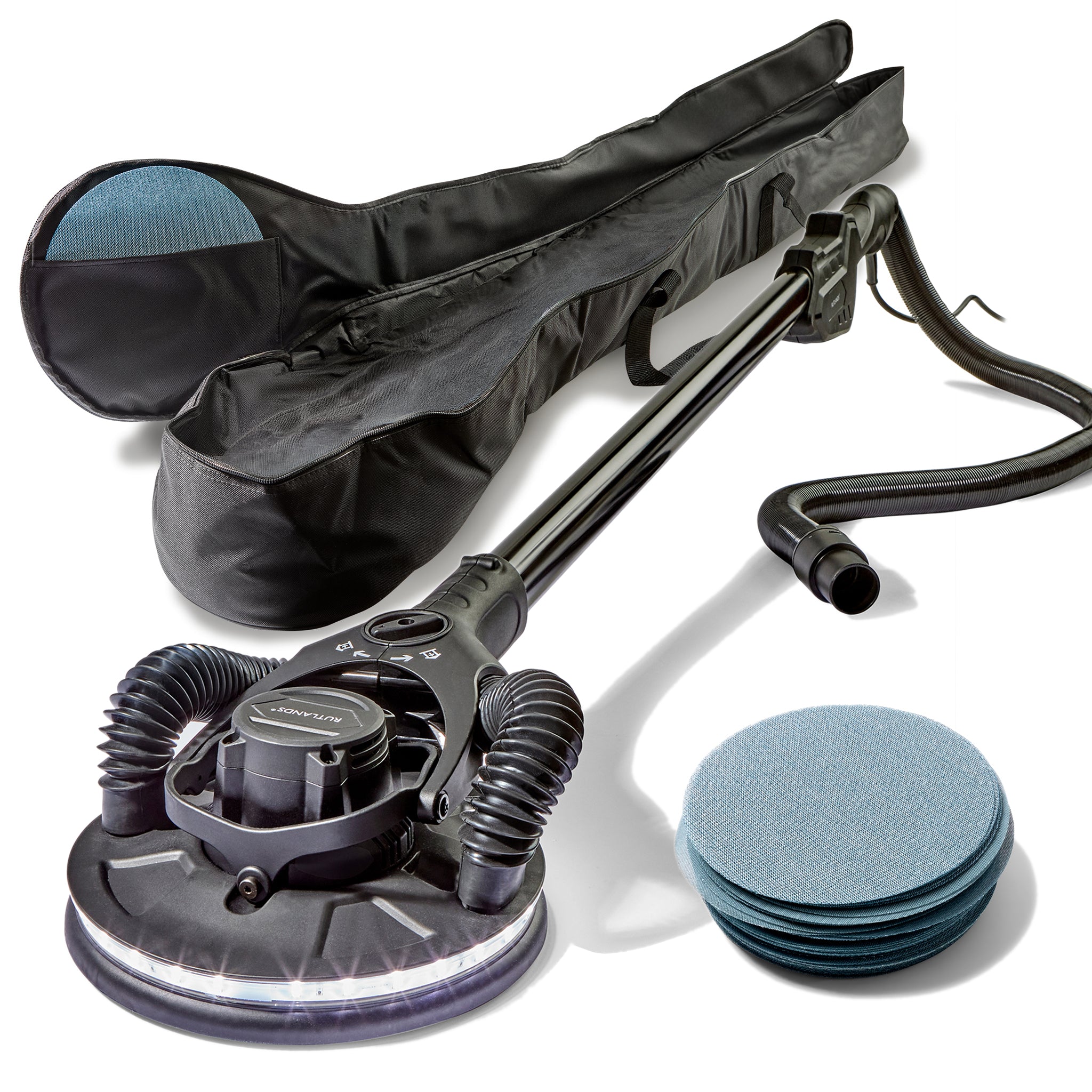 Brushless Drywall Random Orbital Sander - 225mm, 4.0mm Orbit with 100 Net Abrasive Discs and Bag