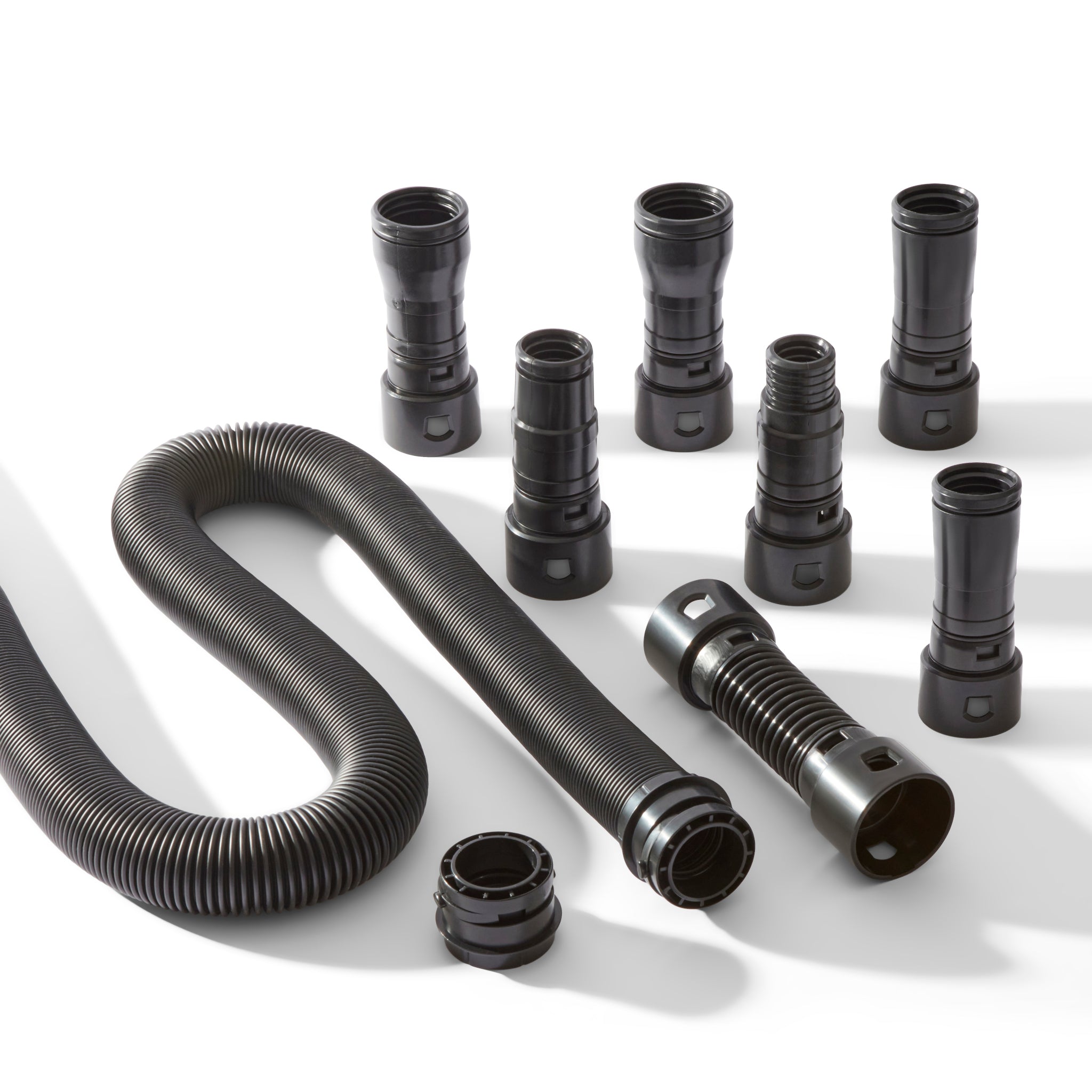 Hose Reel with Power Tool Dust Extraction Hose and Fast-Click Adaptors - 10m