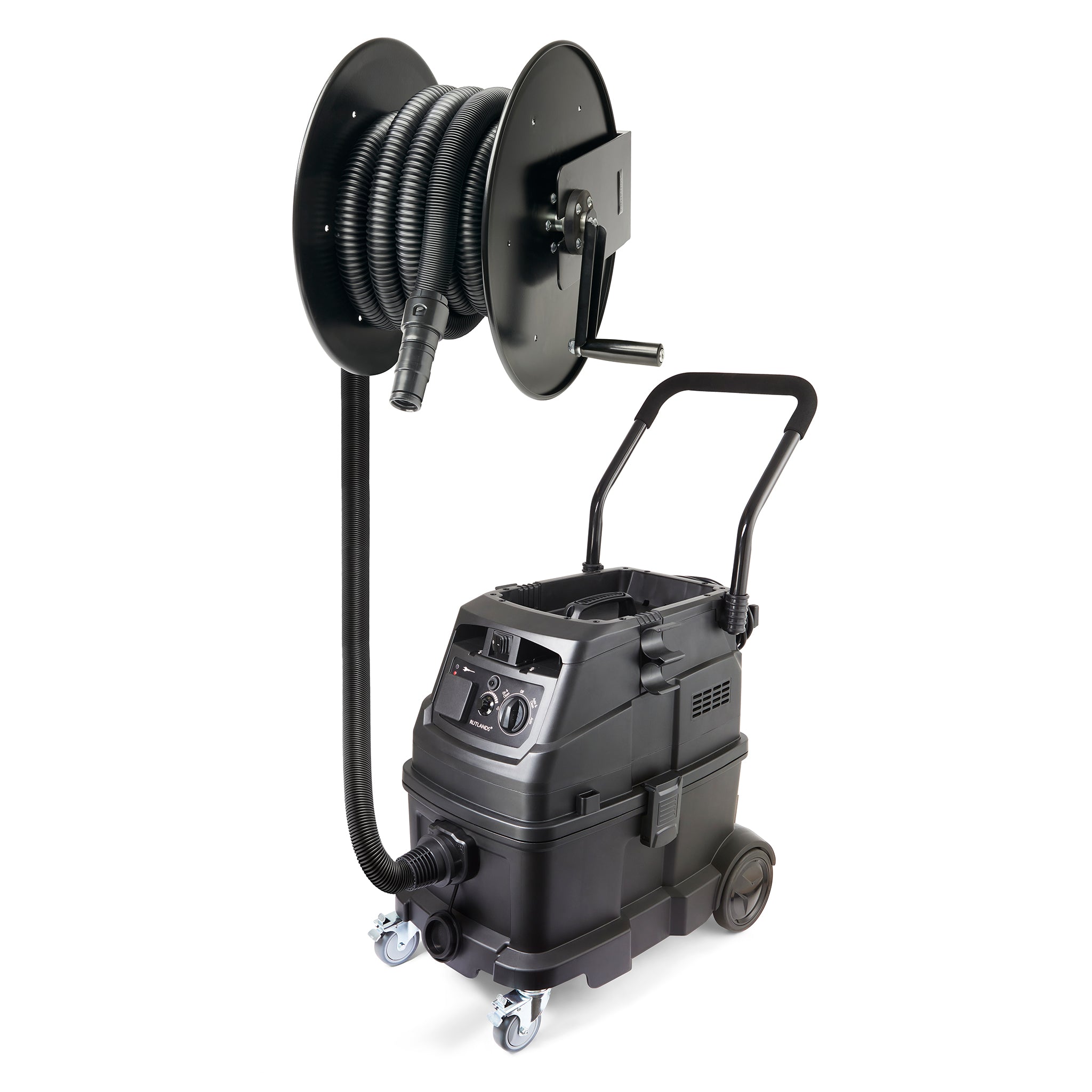 Hose Reel with Power Tool Dust Extraction Hose and Fast-Click Adaptors - 10m