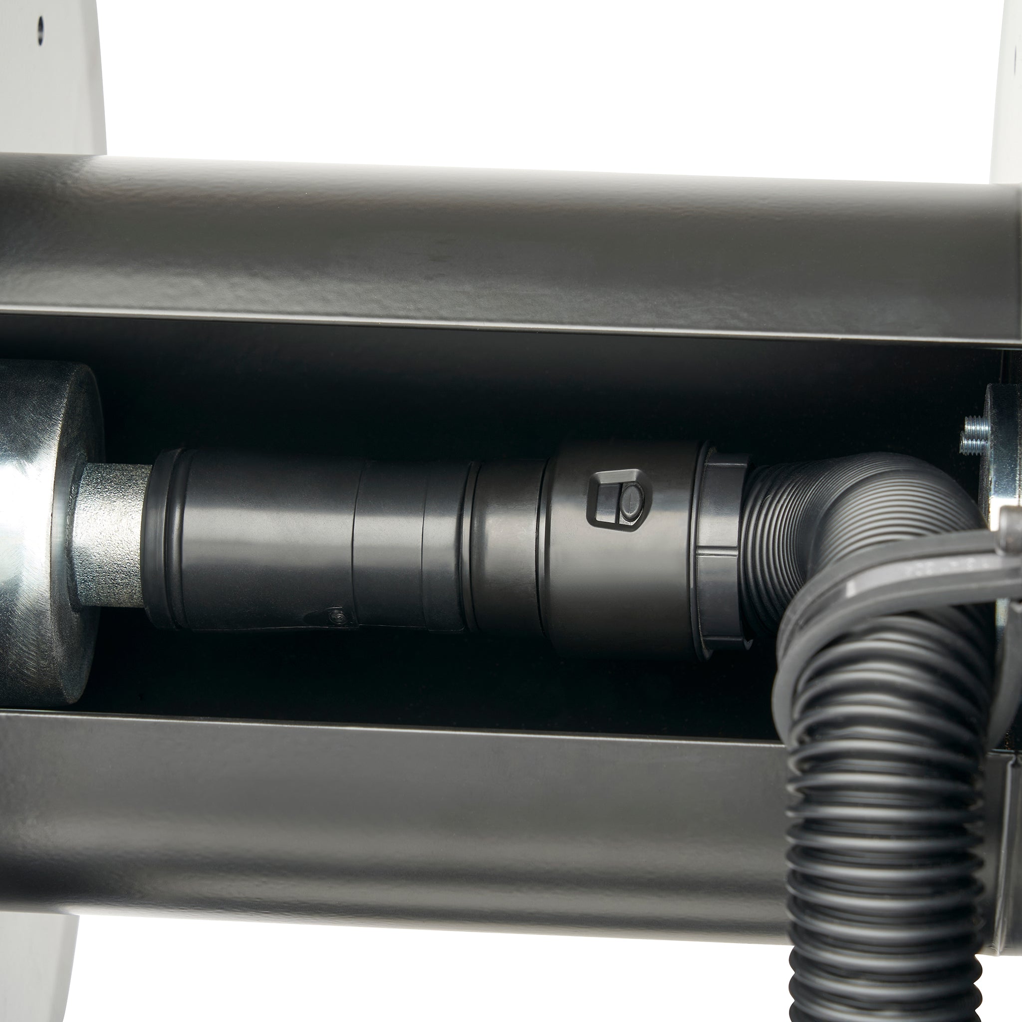 Hose Reel with Power Tool Dust Extraction Hose and Fast-Click Adaptors - 10m