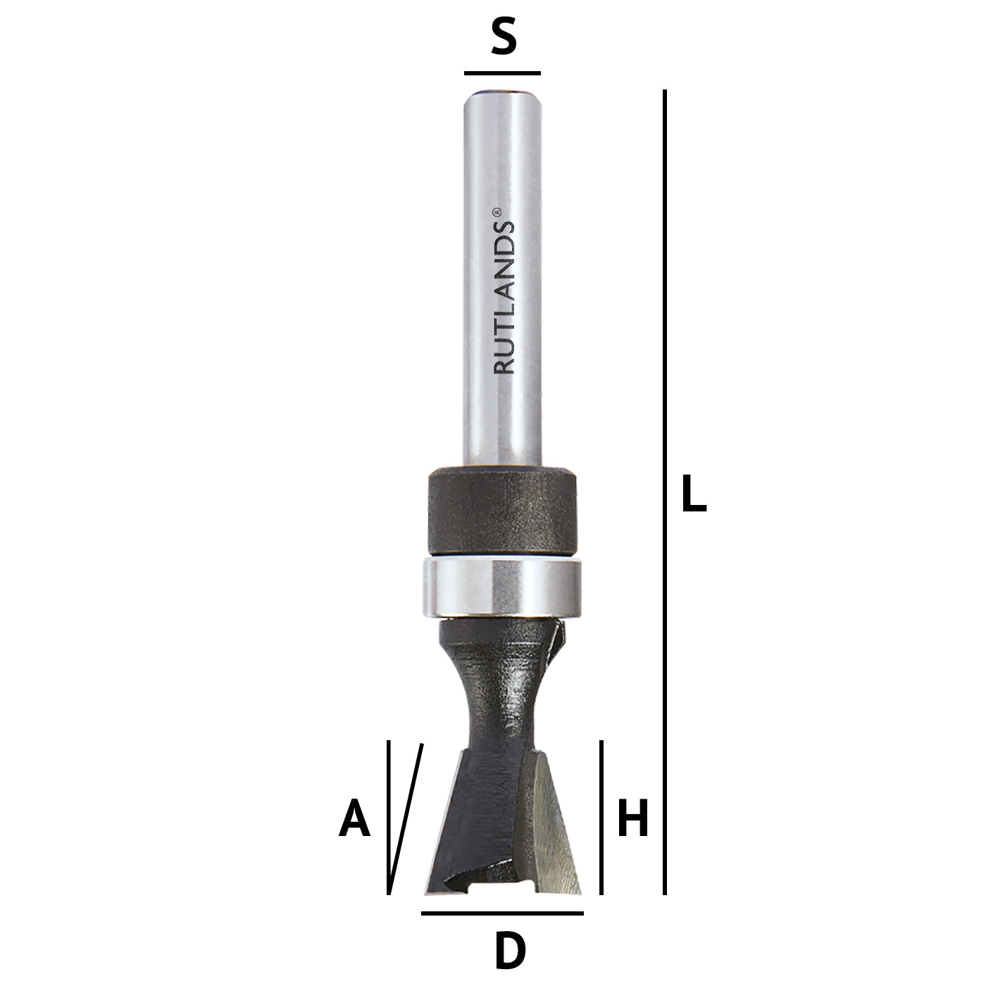 Dovetail router bit with sales bearing