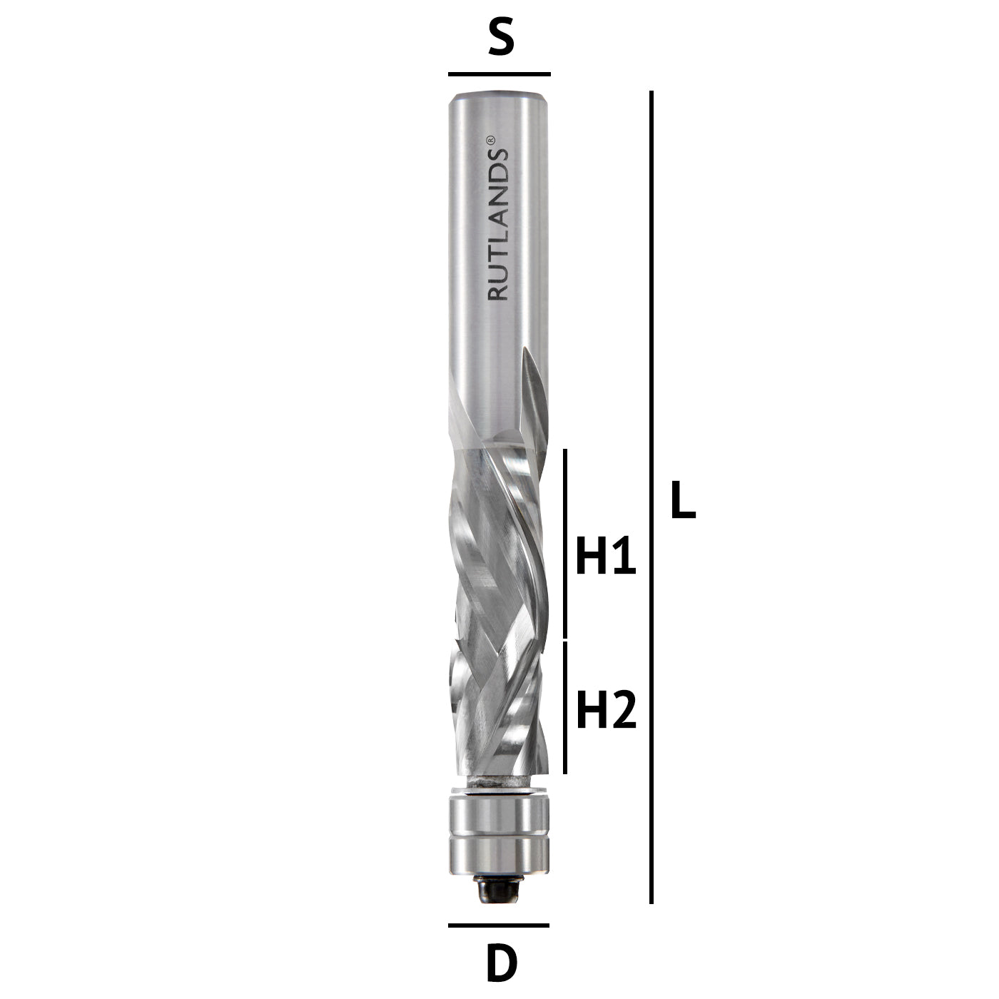 Solid Carbide - Spiral Compression 2 Flute with 2 Bearings