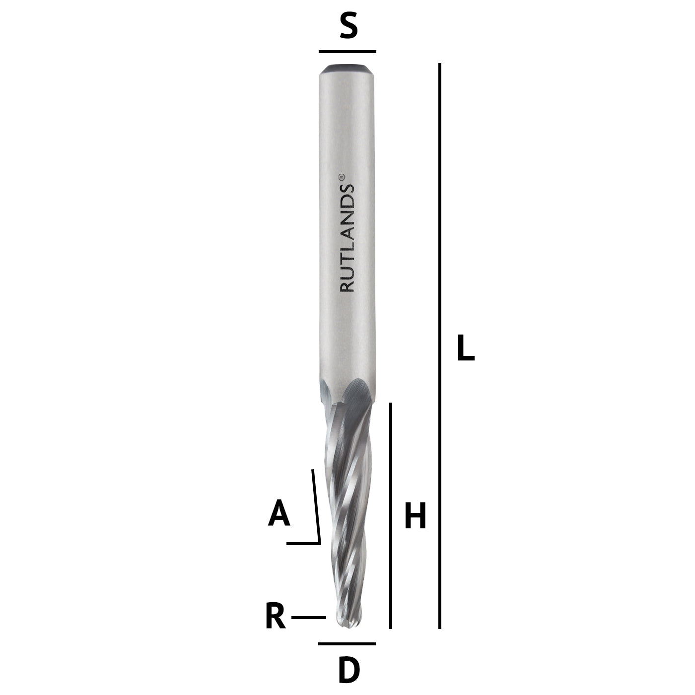 Solid Carbide - Spiral 2 Flute Conical Ball Nose