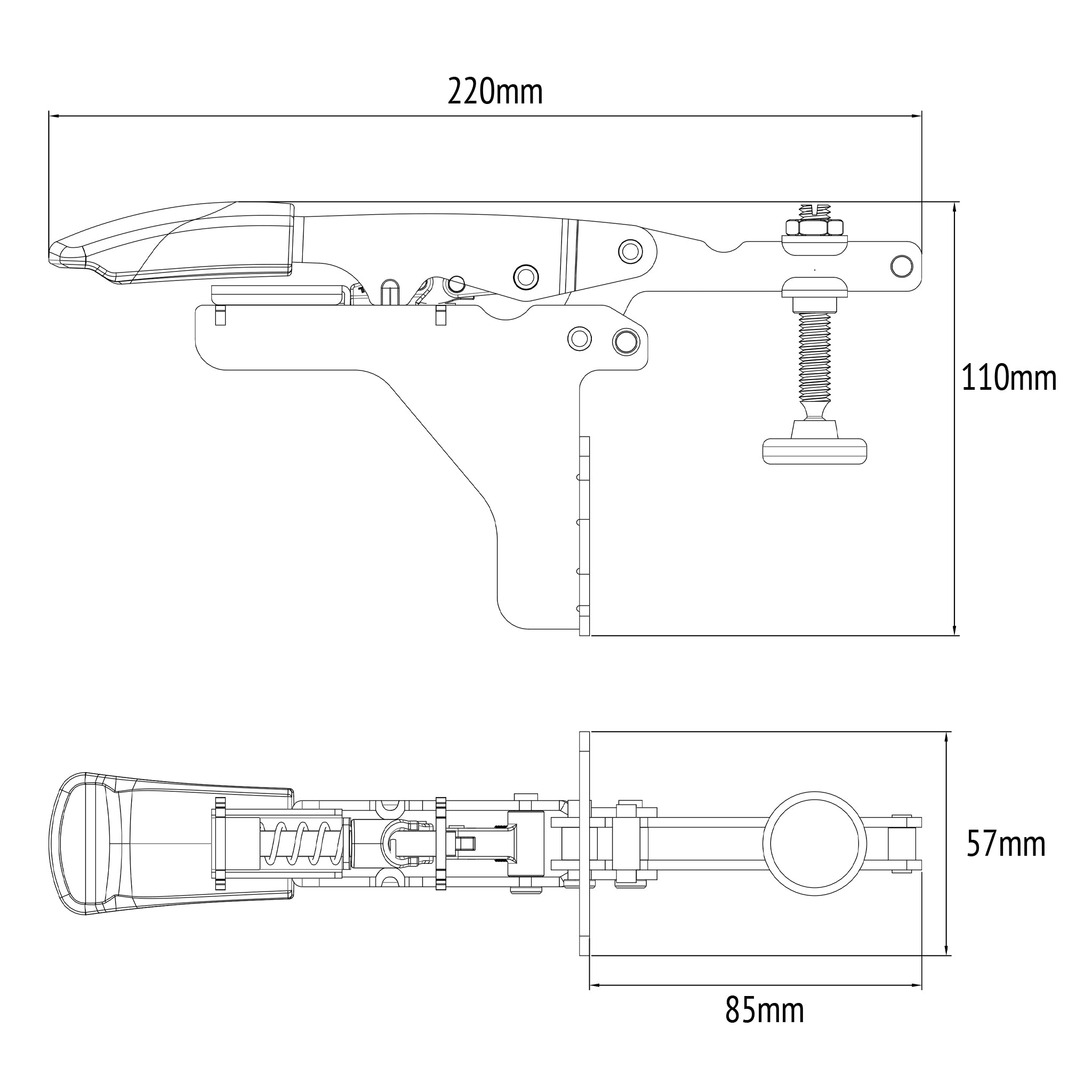 Horizontal Toggle Clamp with Angle Base Plate - 40mm