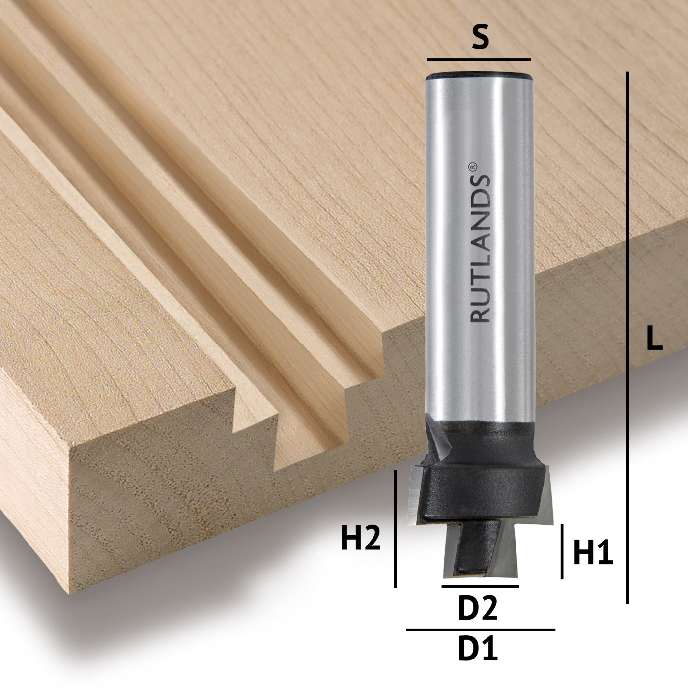 Router Bit - Bookcase - D1=19mm D2=9.5mm H1=6mm H2=13mm L=58mm S=1/2"