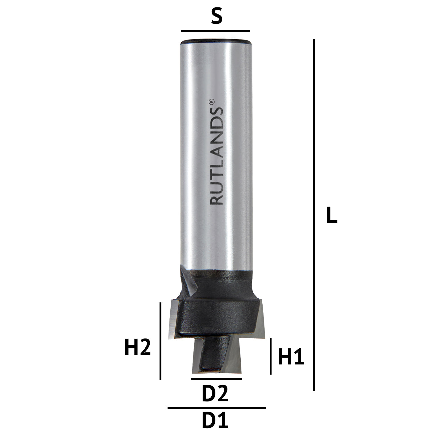 Router Bit - Bookcase - D1=19mm D2=9.5mm H1=6mm H2=13mm L=58mm S=1/2"