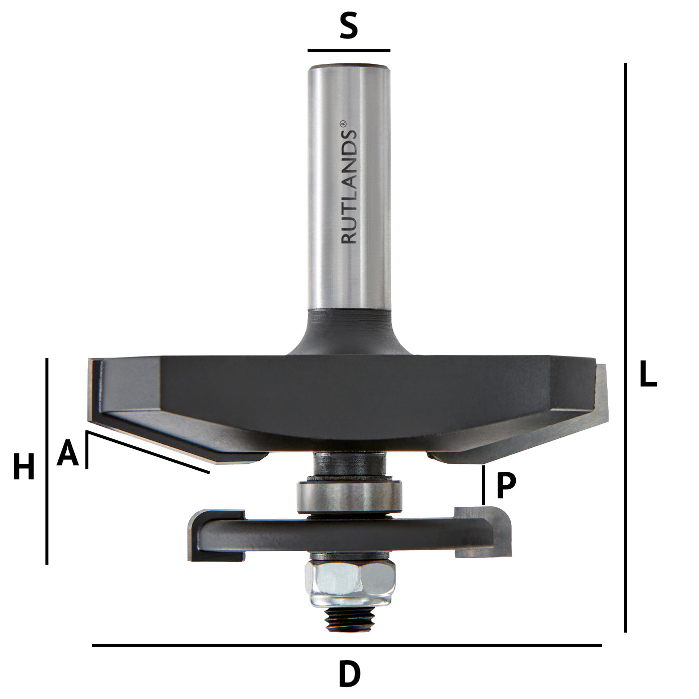 Router Bit - Raised Panel with Backcutter - Bevel - D=79.4mm H=30.2mm A=18° L=85.7mm S=1/2"