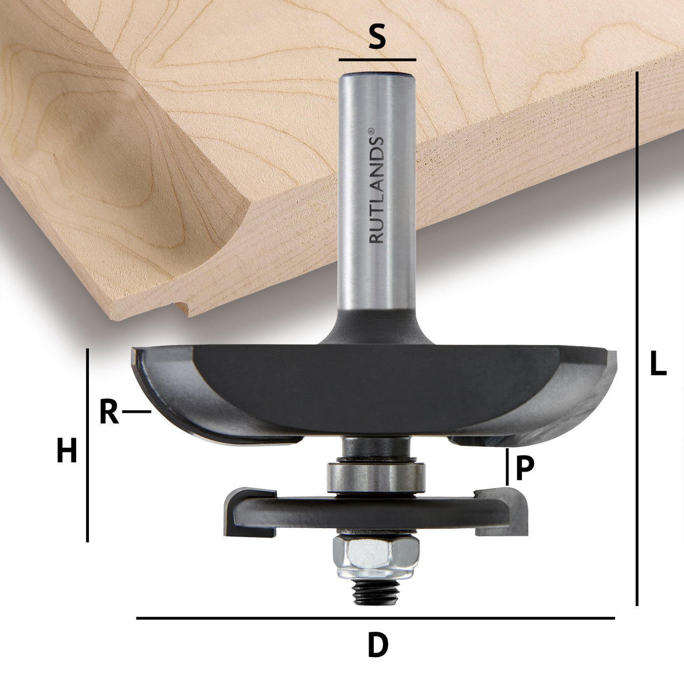 Router Bit - Raised Panel with Backcutter - Radius - D=79.4mm H=30.2mm R=19.1mm L=85.7mm S=1/2"