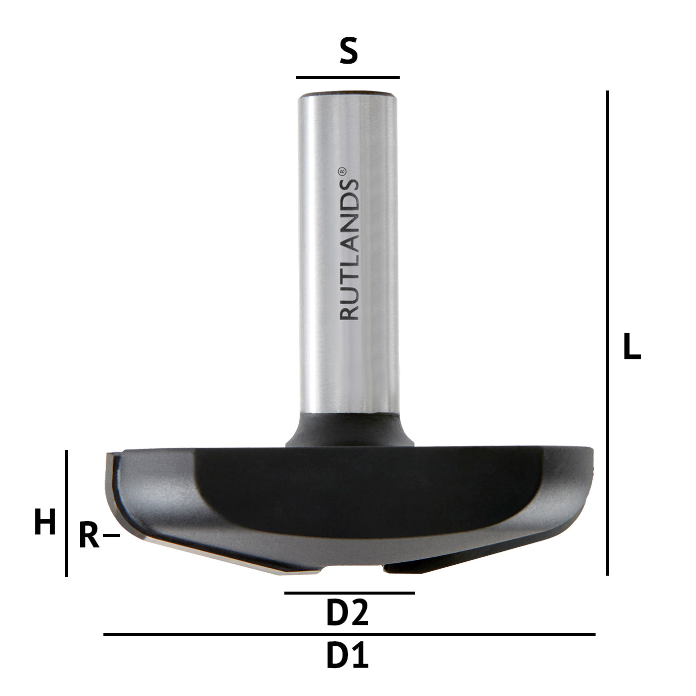 Router Bit - Raised Panel - Radius - D1=64mm D2=20mm H=16mm R=8mm L=61mm S=1/2"