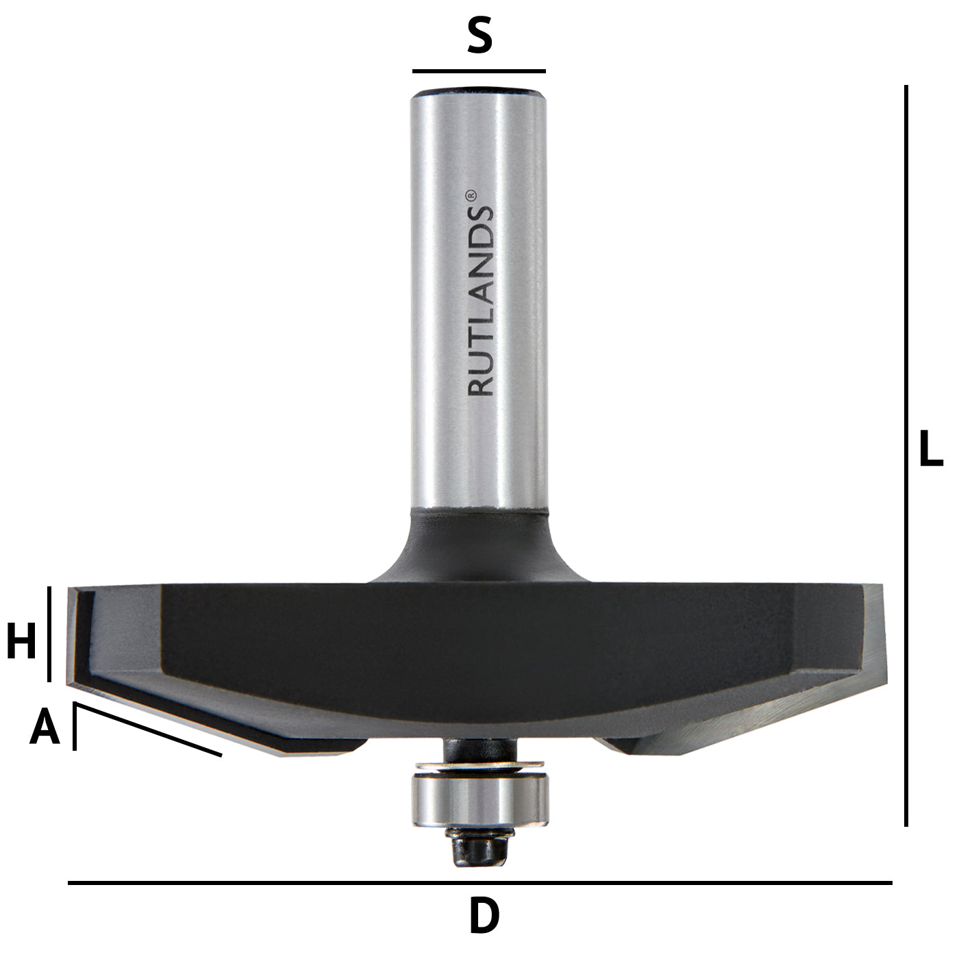 Router Bit - Raised Panel - Bevel - D=76.2mm H=15.9mm A=18° L=71mm S=1/2"