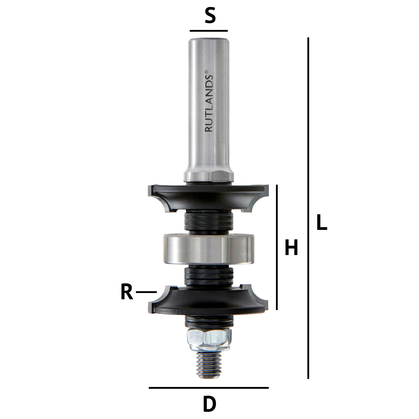 Router Bit - Double Roundover - D=38mm H=10-32mm R=5mm L=104mm S=1/2"