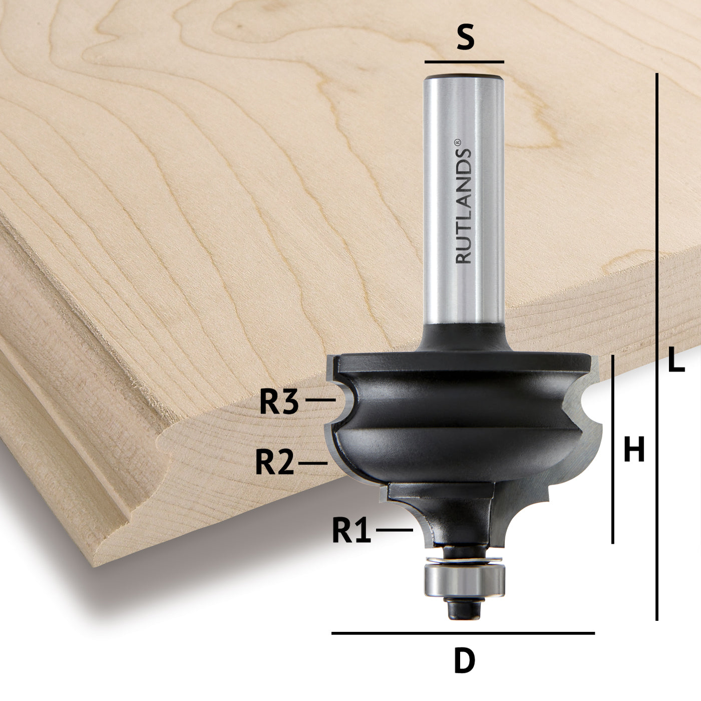 Router Bit - Bold Classical Ogee - D=44.5mm H=30.2mm R1=7.14mm L=84mm S=1/2"