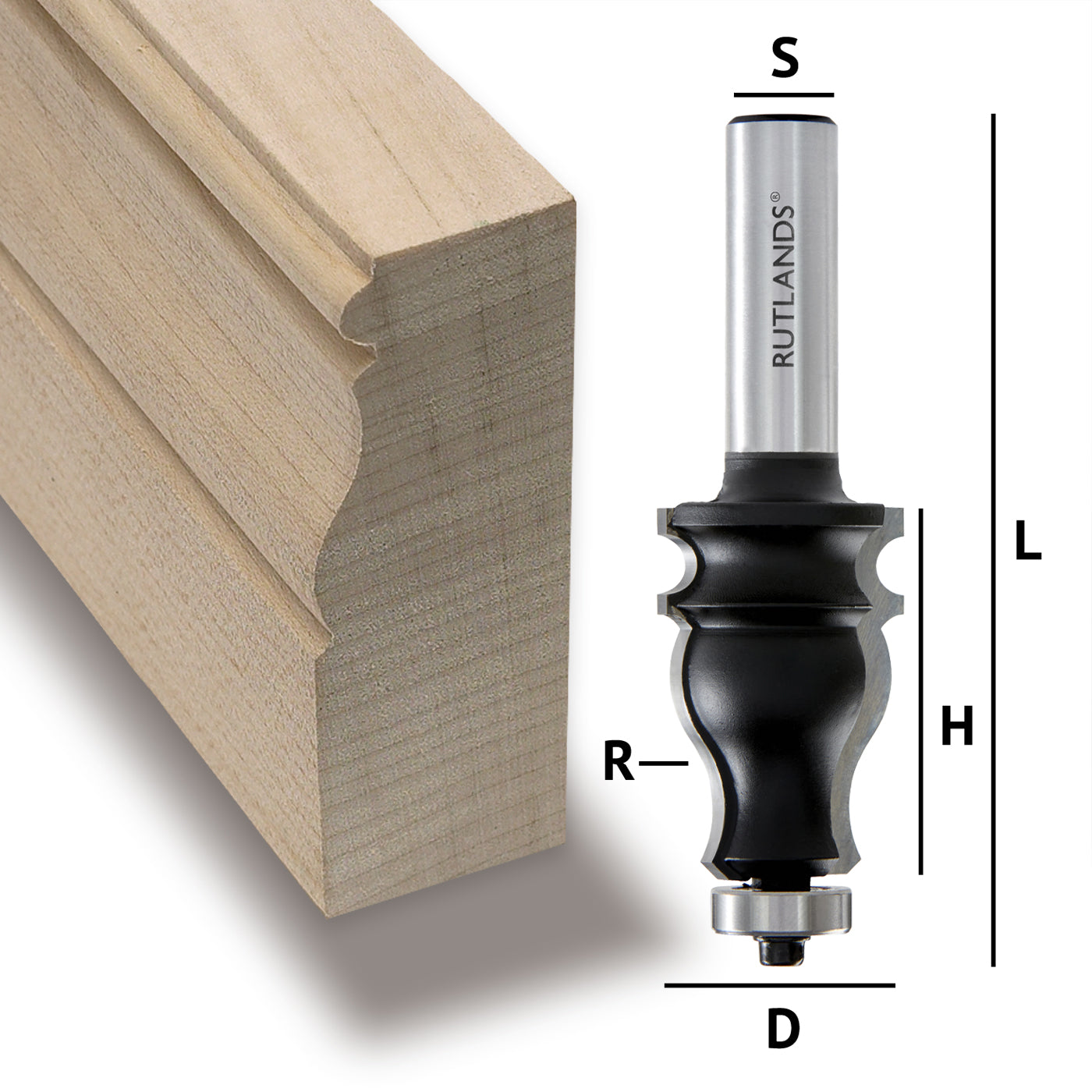 Router Bit - Face Moulding - D=28.6mm H=41.3mm R=12.7mm L=95mm S=1/2"