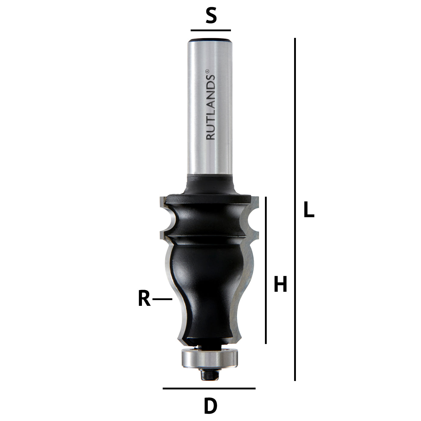 Router Bit - Face Moulding - D=28.6mm H=41.3mm R=12.7mm L=95mm S=1/2"