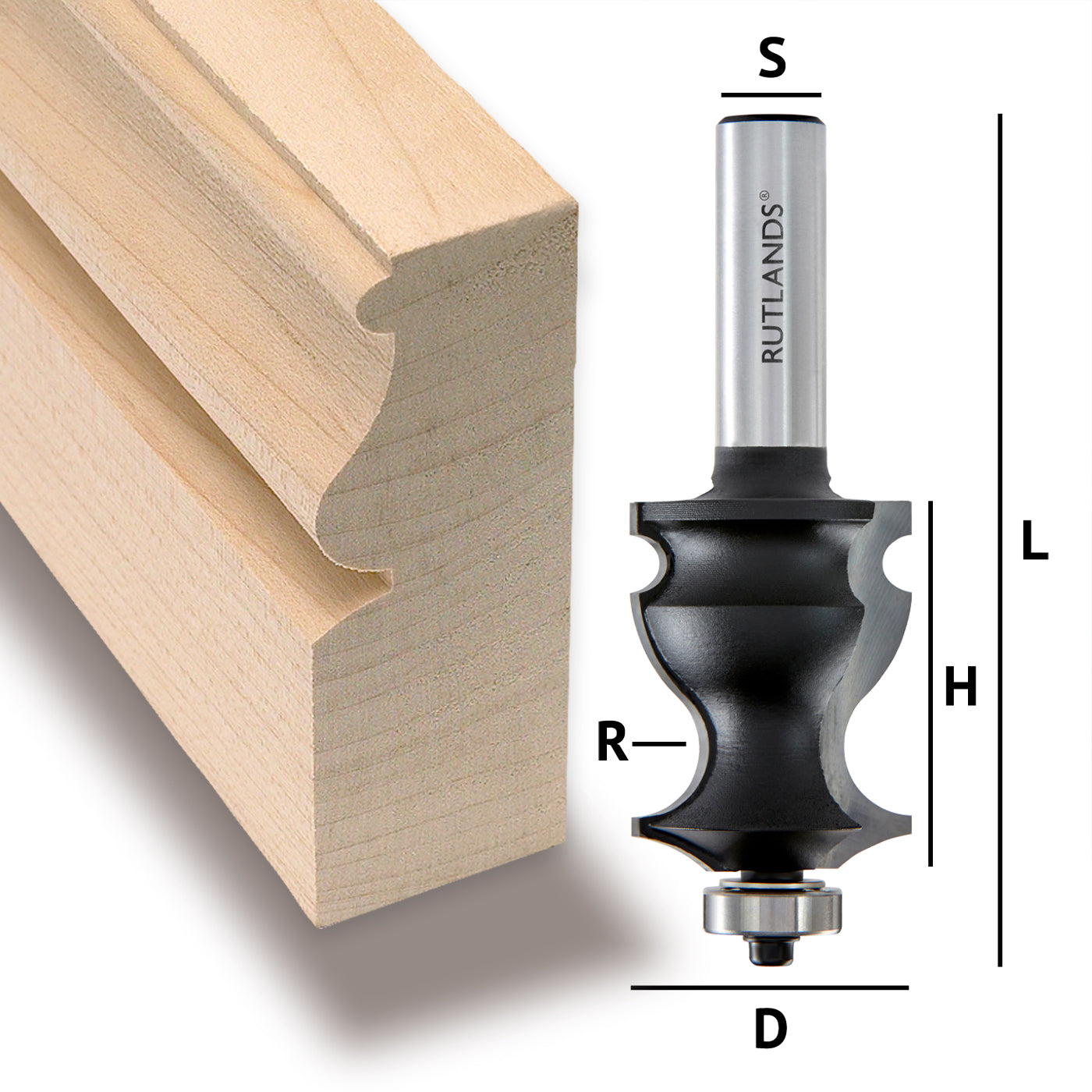 Router Bit - Face Moulding - D=31.8mm H=41.3mm R=7.94mm L=95mm S=1/2"