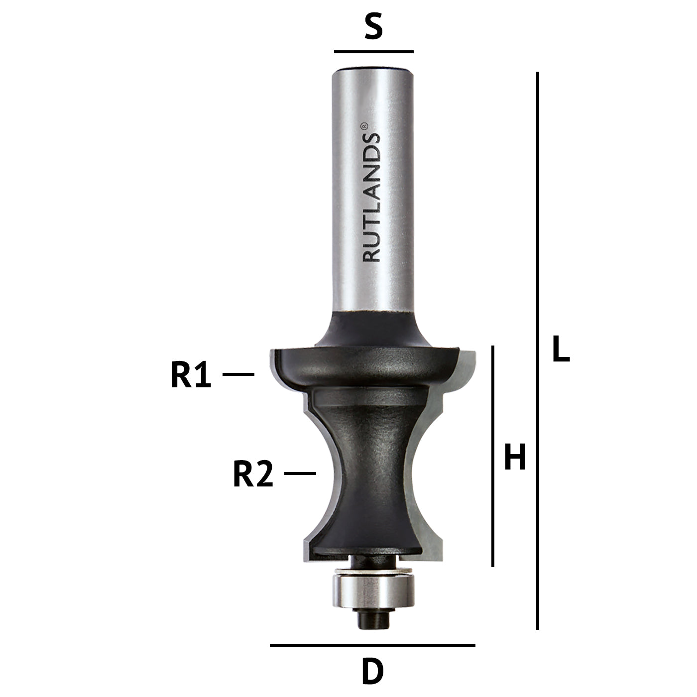 Router Bit - Palace Pattern - D=31.8mm H=32.5mm R1=5.16mm R2=12.3mm L=86mm S=1/2"
