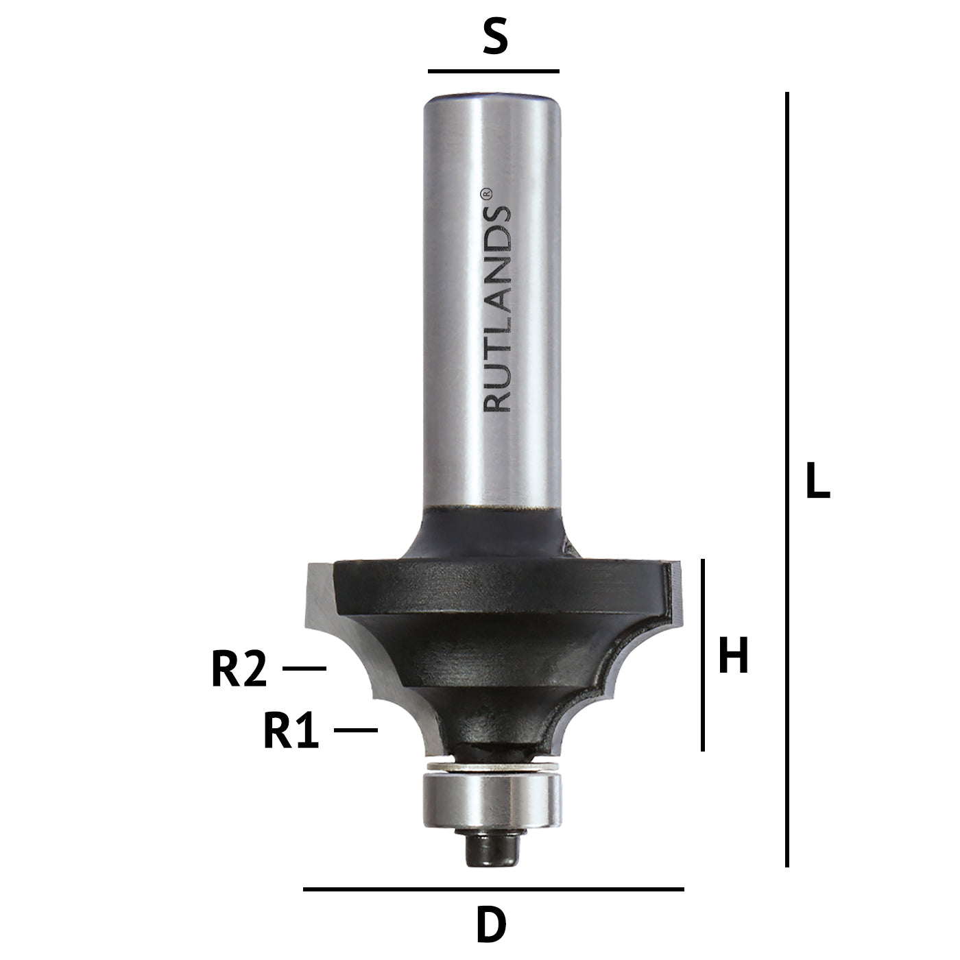 Router Bit - Ovolo Beading - D=34.9mm H=17.5mm R1=4.76mm R2=6.35mm L=70mm S=1/2"