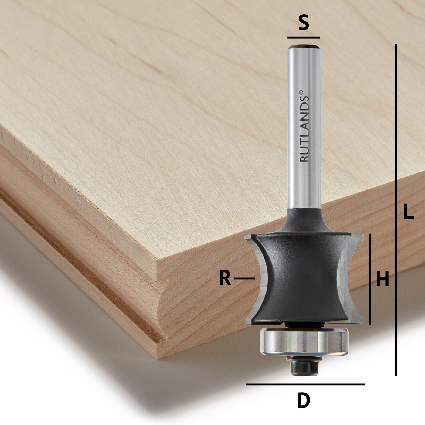 Router Bit - Sunk Bead with Bearing - D=22mm H=16mm R=10mm L=60mm S=1/4"