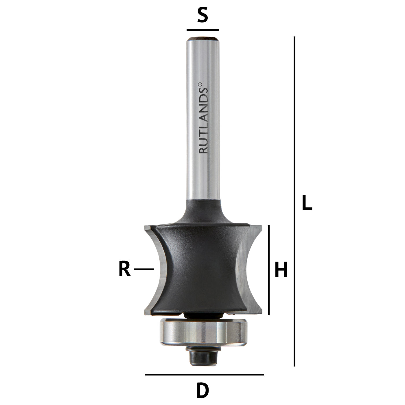 Router Bit - Sunk Bead with Bearing - D=22mm H=16mm R=10mm L=60mm S=1/4"