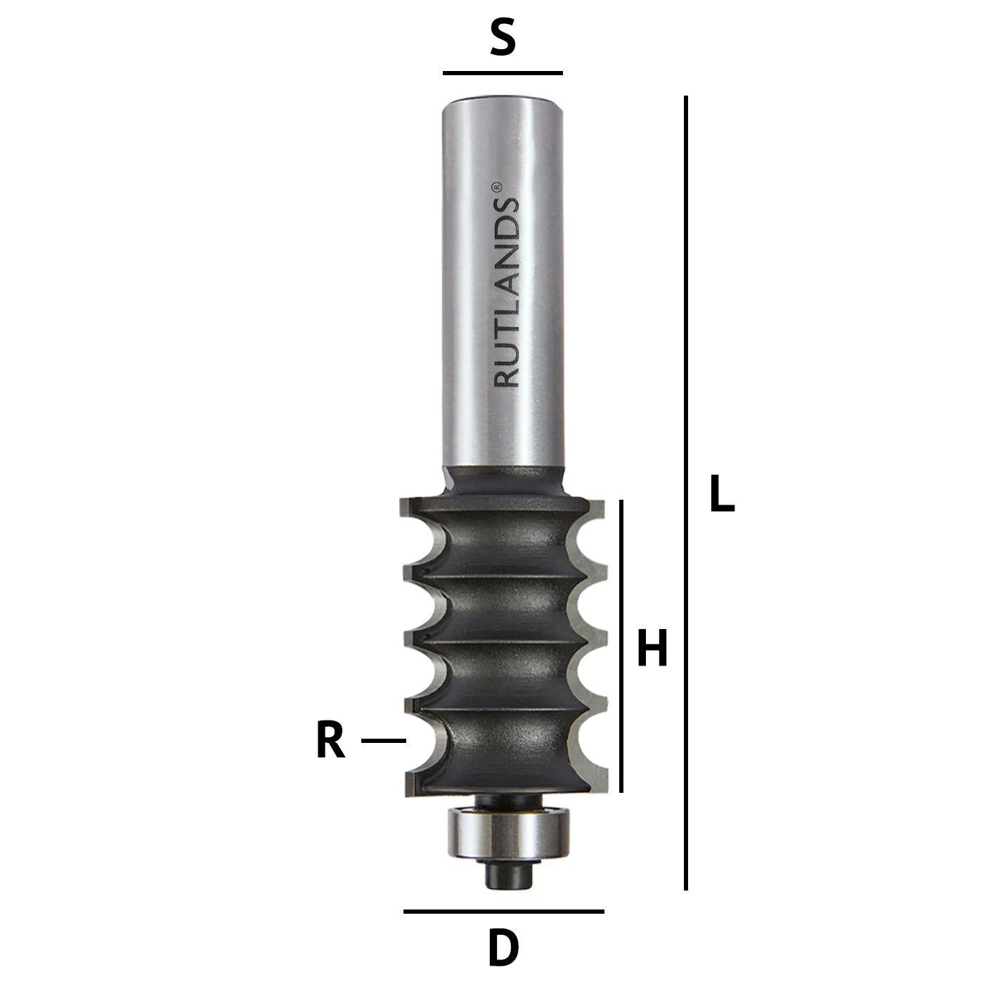 Router Bit - Quadruple Beading - D=22.2mm H=33.3mm R=3.18mm L=87mm S=1/2"