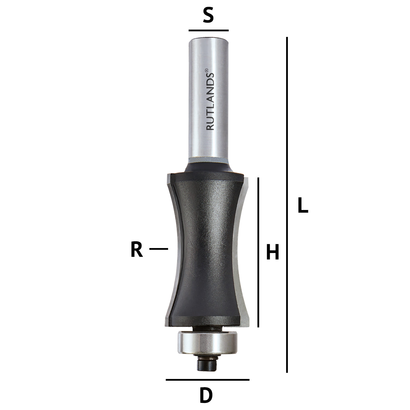 Router Bit - Half Bull Nose Radius - D=27mm H=47.6mm R=60mm L=105mm S=1/2"