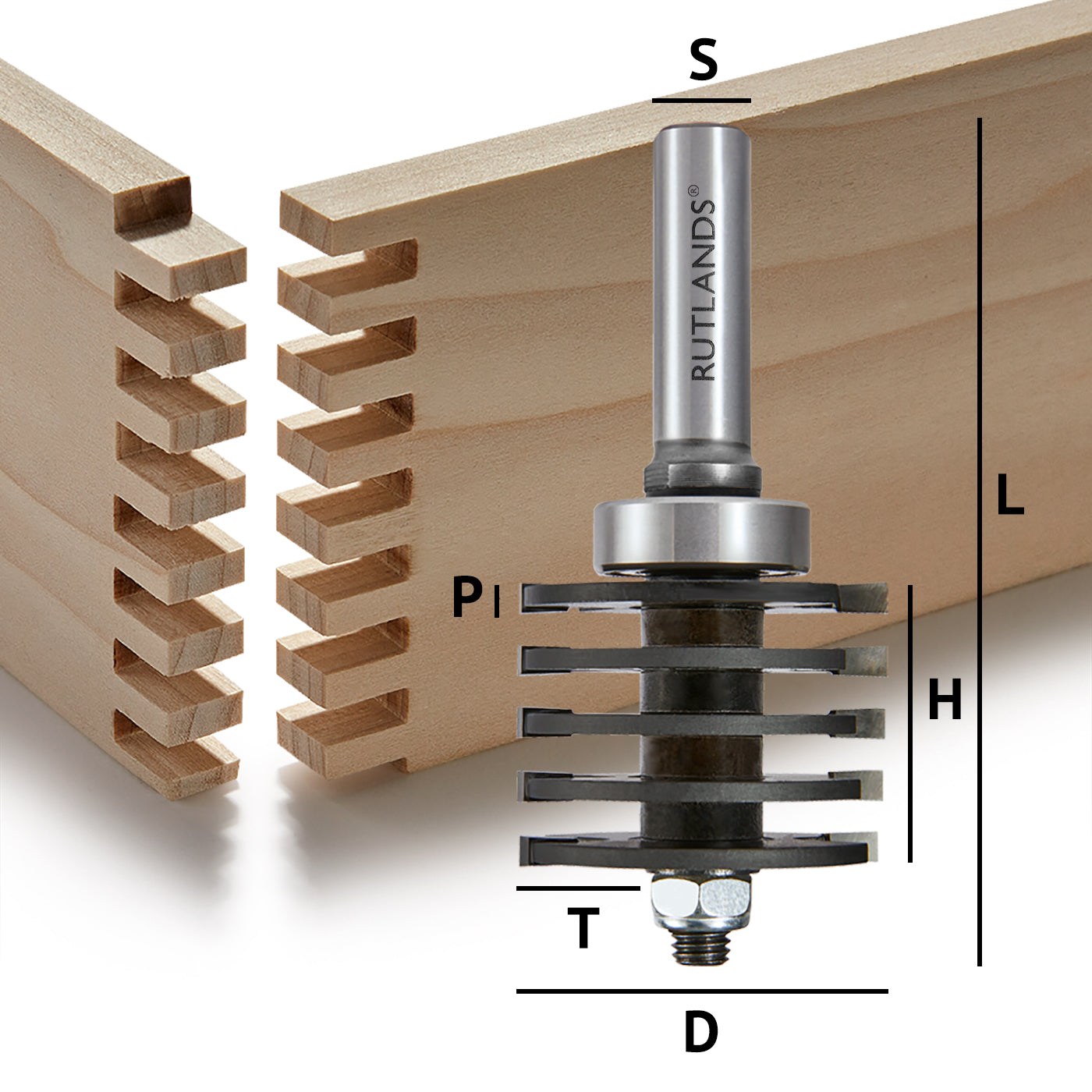 Router Bit - Comb Box Joint - D=47.6mm H=36mm P=3.97mm T=9.5mm L=108mm S=1/2"