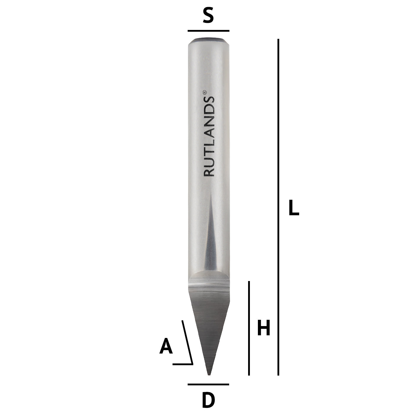 Solid Carbide - Engraver - D=6.35mm Tip= 0.5mm H=11mm A=30° L=51mm S=1/4"