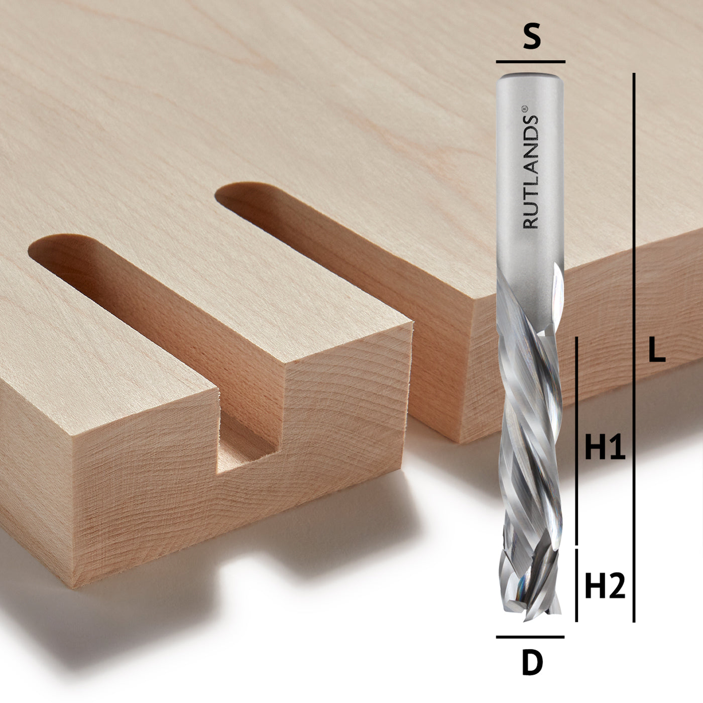 Solid Carbide - Spiral Compression 3 Flute - D=12mm H1=47mm H2=5mm L=102mm S=1/2"