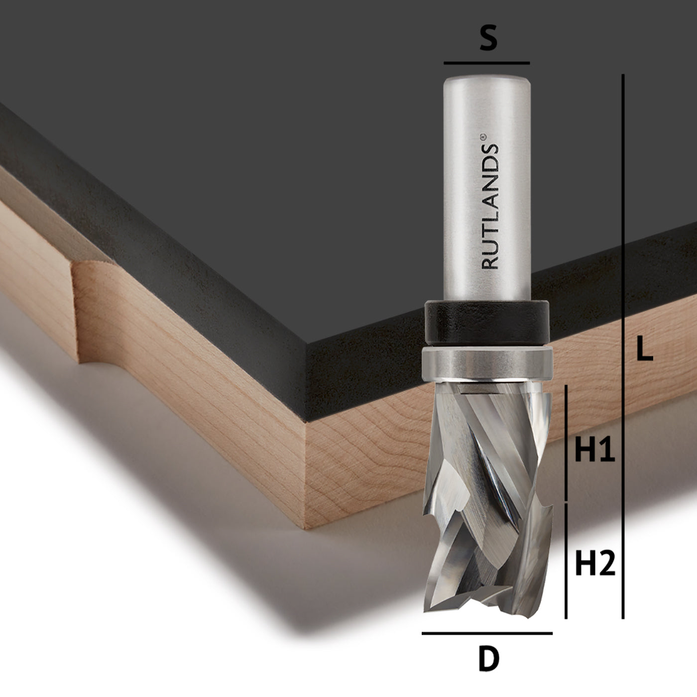 Solid Carbide - Spiral Compression Top Bearing - D=19mm H1=16mm H2=16mm L=92mm S=1/2"