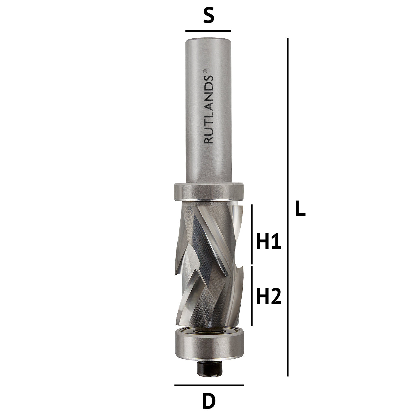 Solid Carbide - Spiral Compression Top & Bottom Bearing - D=19mm H1=16mm H2=16mm S=1/2"