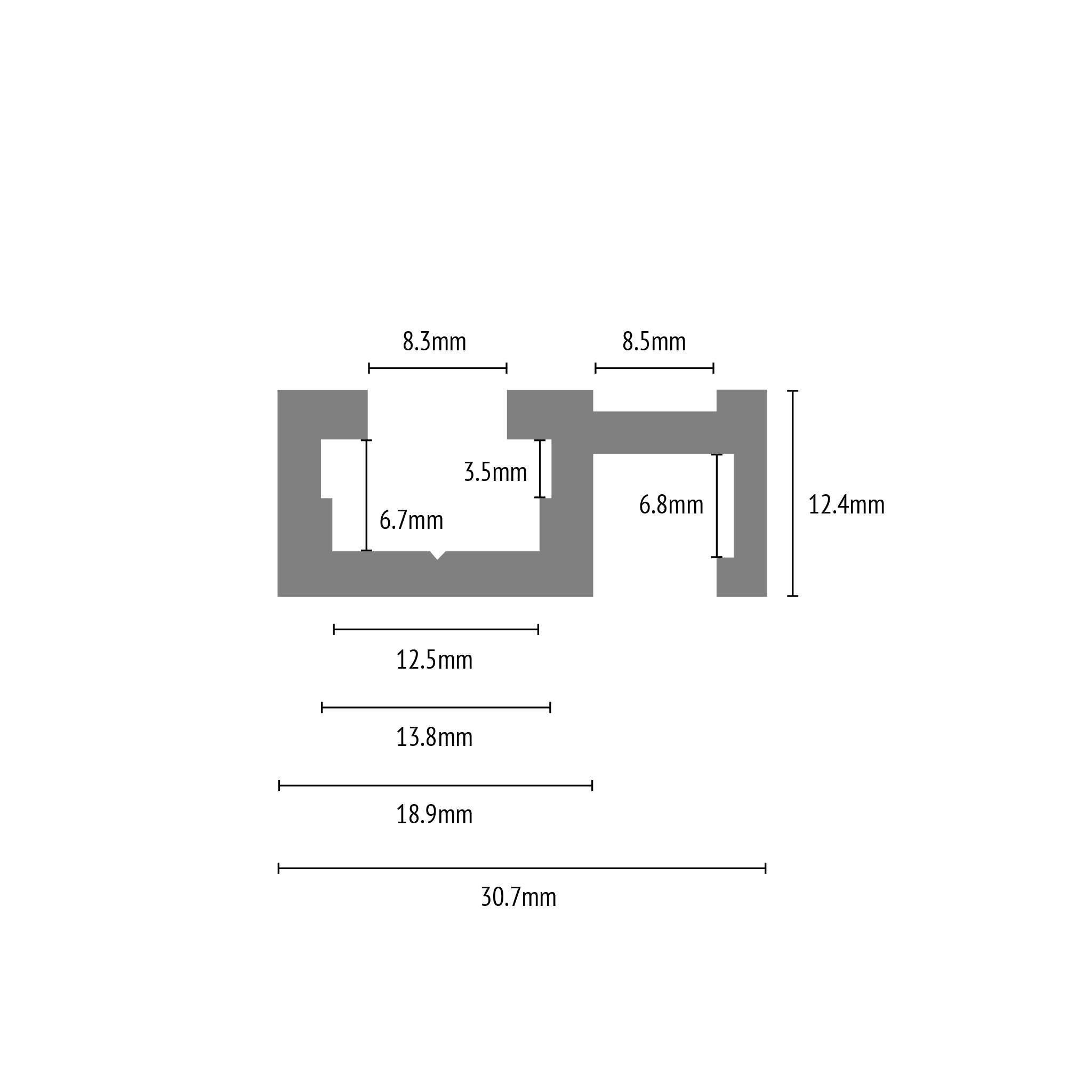 Scale T Track - 8.3mm - Pack of 2