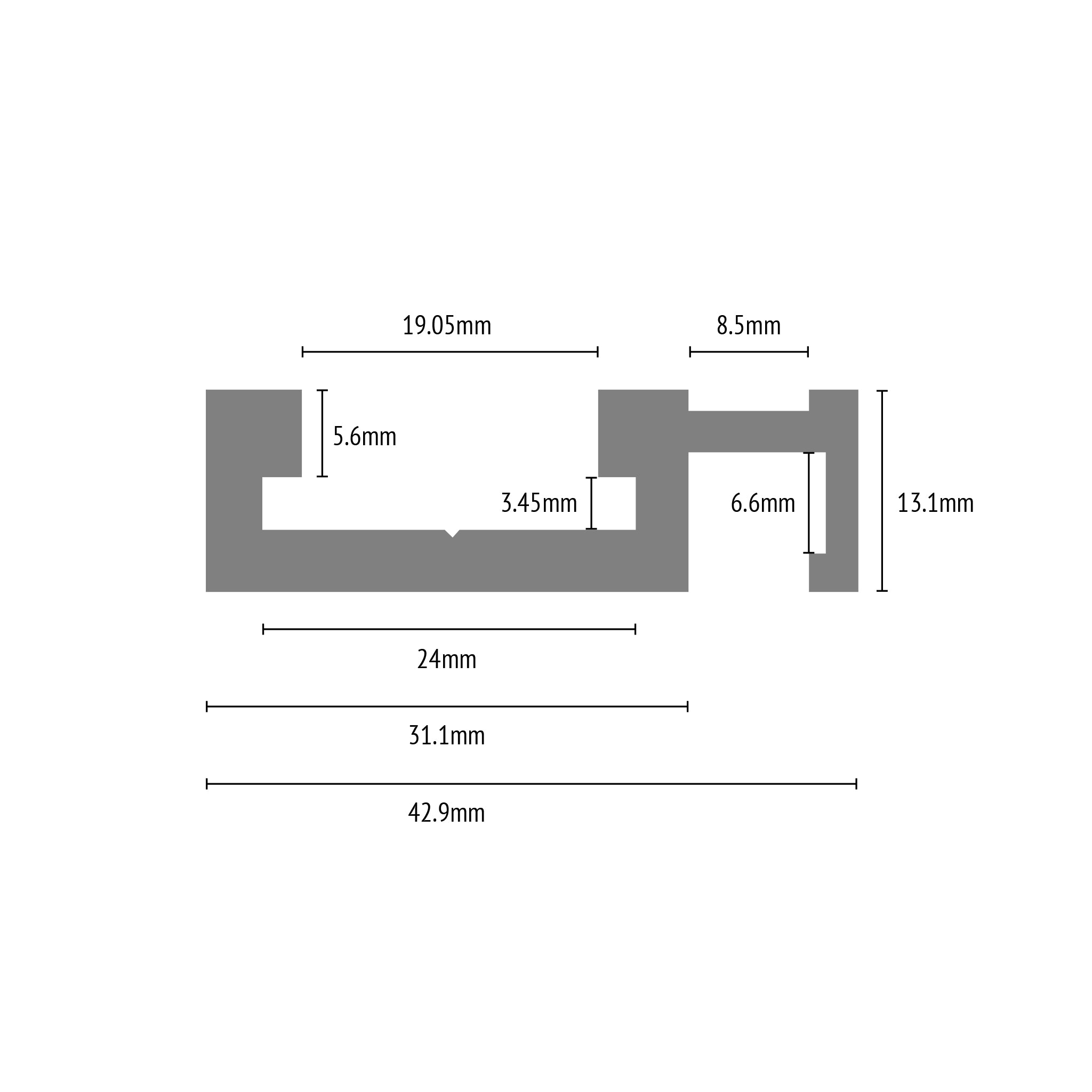 Scale T Track - 19mm - Pack of 2